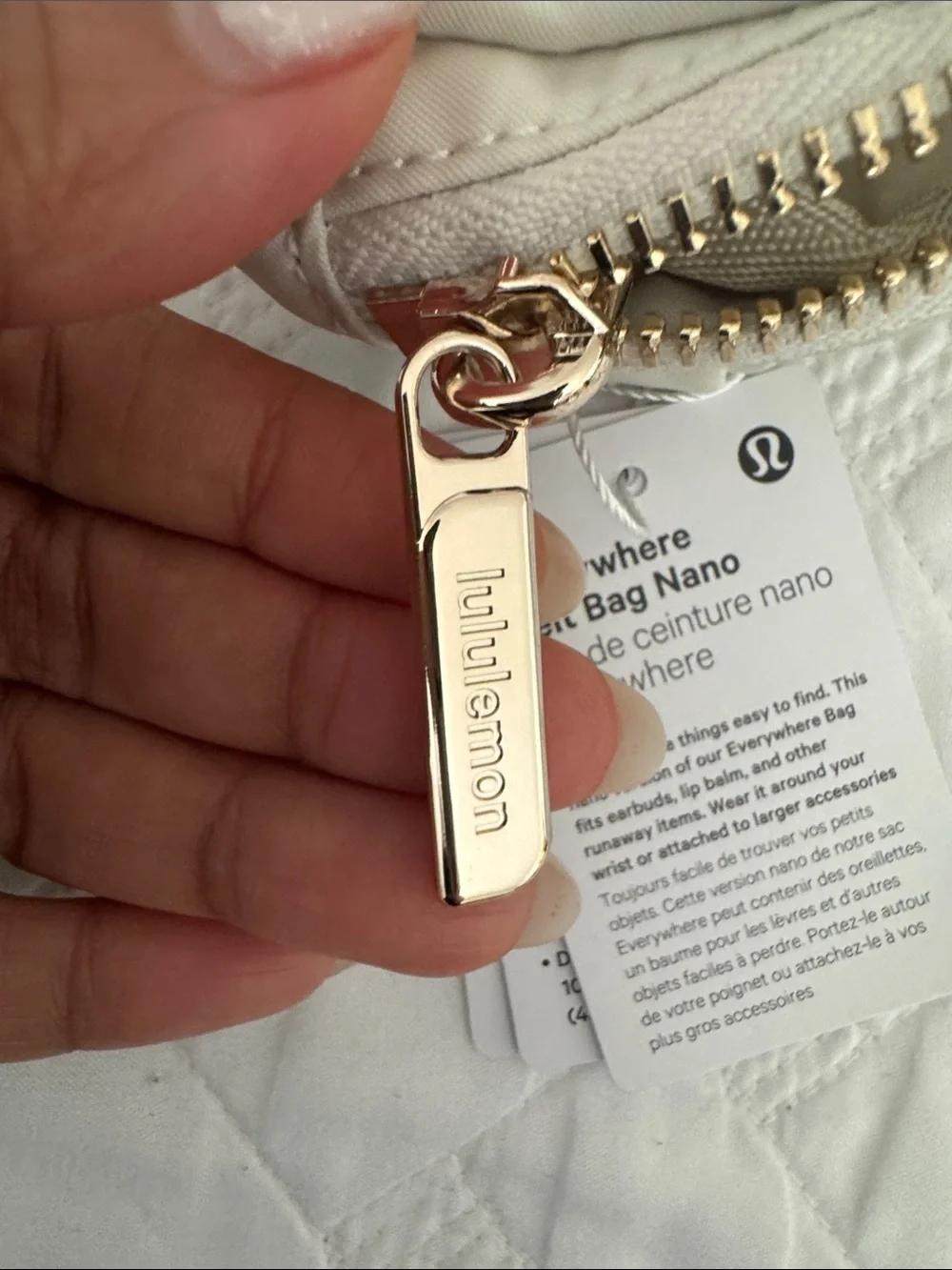 lululemon athletica Cream Zip Cosmetic Pouch with Gold Accent
